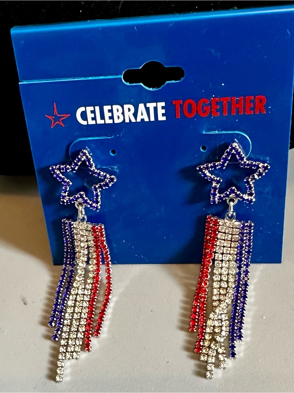 Red, White & Blue Star Dangle Earrings  Perfect for 4th of July